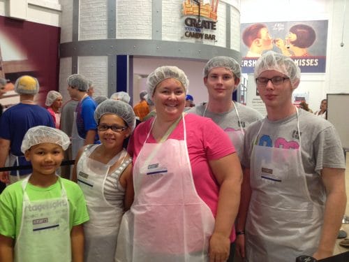 Here we are at Chocolate World getting ready to make our chocolate!