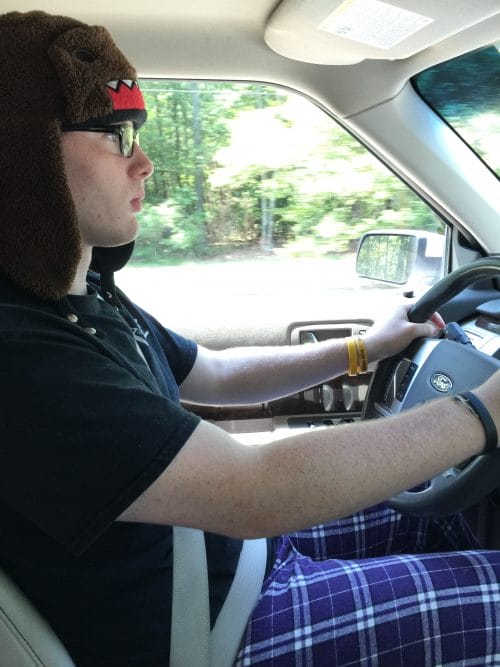 Sea Cadet driving on the first leg of the trip to GA.  It was his first time driving with the entire family in the car...boy, was it scary!