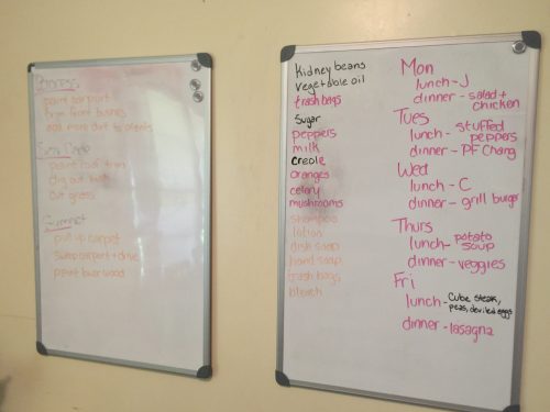 whiteboard with chore list