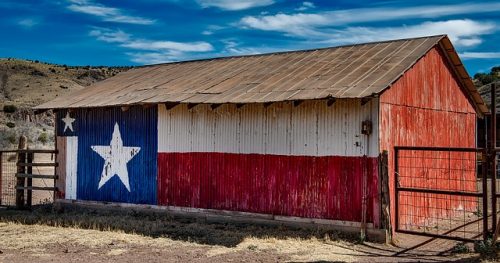 texas flag on building