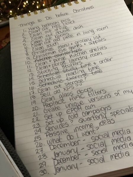 Hope's handwritten list