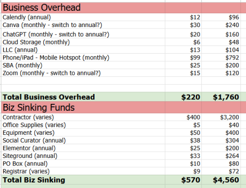 1st draft of hope's business budget for 2025
