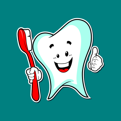 cartoon tooth with toothbrush