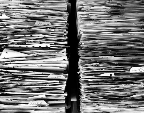 piles of paperwork - stock photo