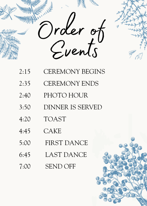 day of order of events