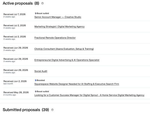 screenshot of Hope's job applications